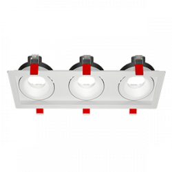 Рамка для модульного светильника ВАРТОН FLEX 50 13 тройная встраиваемая110х325х55мм RAL9010 поворотная, V1-R0-00435-10011-2000000